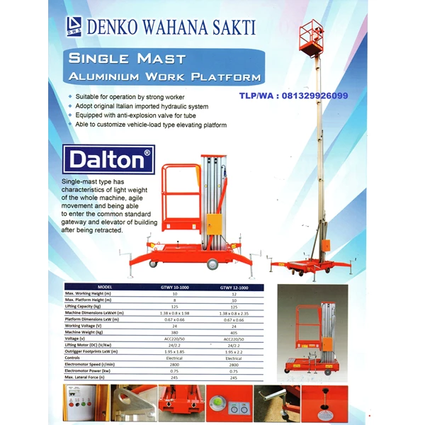 Dalton Type GTWY Single Mast Aluminum Ladder